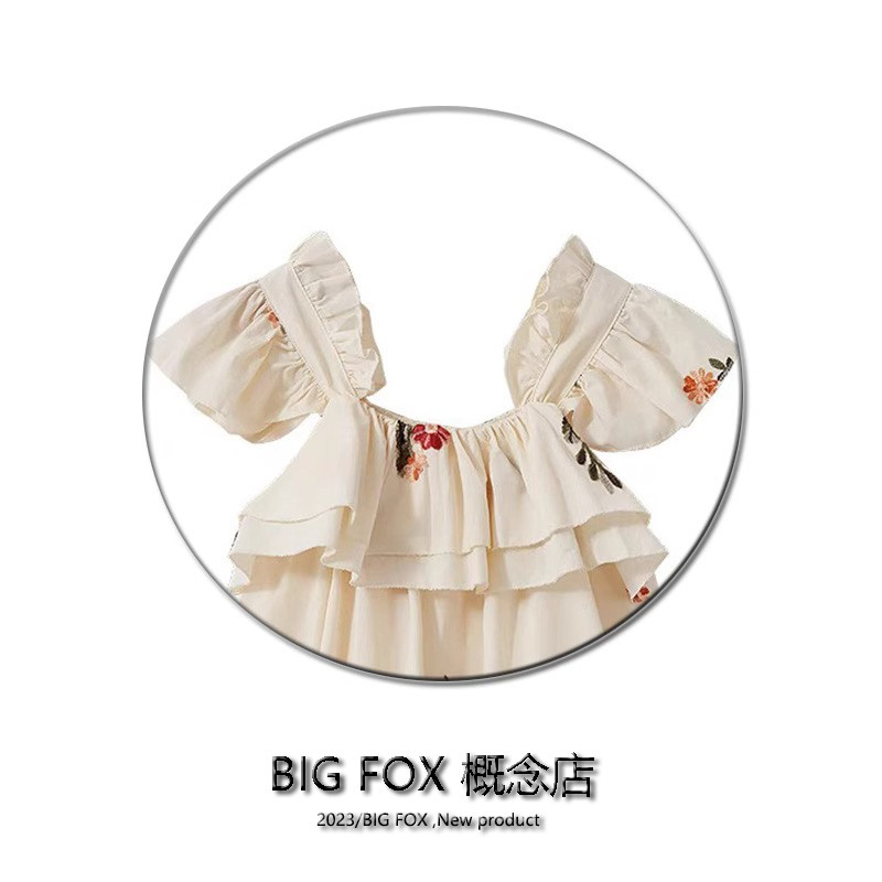BIG FOX 도파민 스위트 플로럴 홀터 탑 여름 프렌치 쁘띠 러플 연령 감소 베이비 블라우스