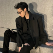 潮流痞帅美式 黑沧社 设计感高级垫肩夹克外套男宽松短款 上衣