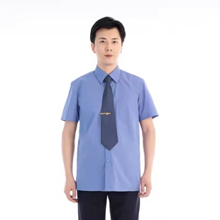 新款男女款蓝色工作服装检短袖衬衫夏季夏装夏裤裙子