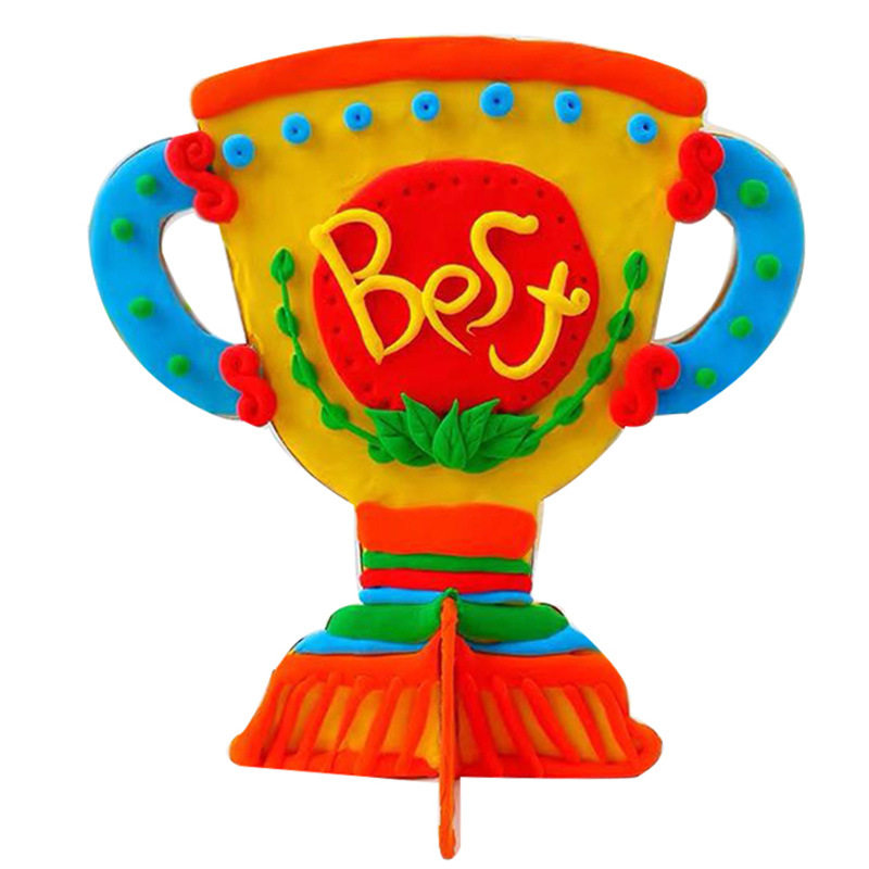 母亲节木质白胚奖杯 儿童手工diy珍珠泥雪花泥粘土手绘奖杯送妈妈