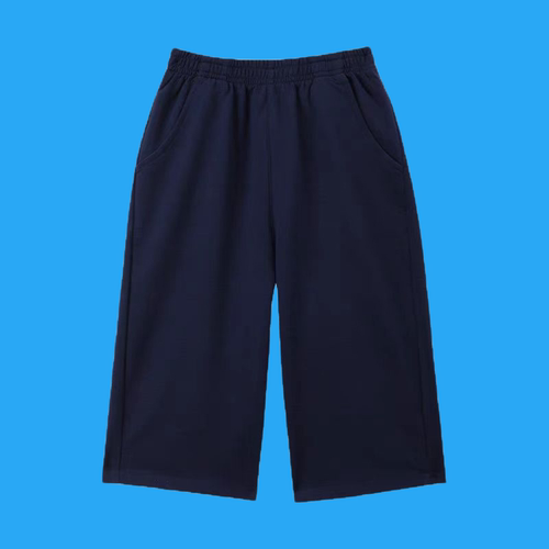 儿童藏蓝色校服七分裤子