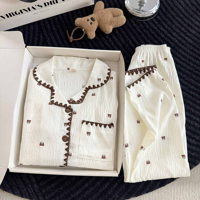 女孩春秋季长袖云朵棉冬天花朵款空调服居家服居家潮宝宝儿童睡衣