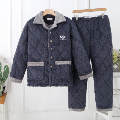 冬季男保暖套装三层加厚套装睡衣