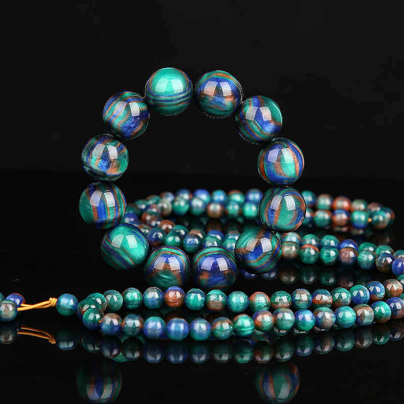 彩柳手串现货金丝彩柳佛珠手串景区树脂合成念珠手链