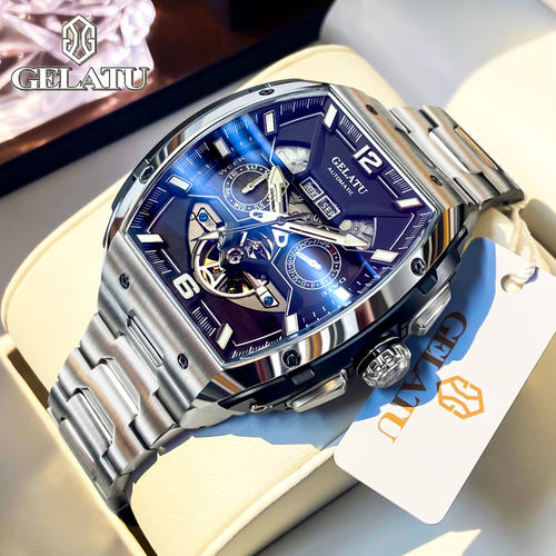 GELATU正品牌镂空手表男士机械表