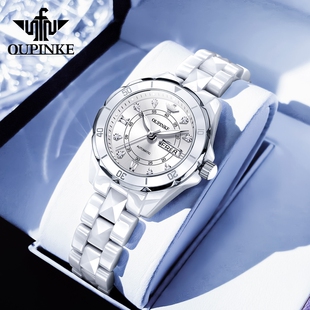 瑞士认证正品牌女士手表女款双日历镶钻全自动机械表进口机芯腕表