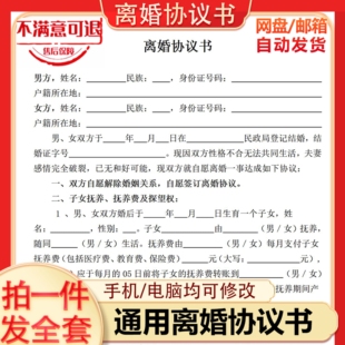 离婚协议书模板2025年最新定制电子版服务民政局净身出户起草通用