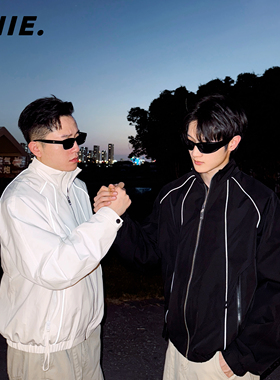 CNIE凡越【短款外套】立领拉链反光外套显高宽松夹克男