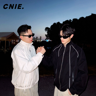 CNIE凡越【短款外套】立领拉链反光外套显高宽松夹克男