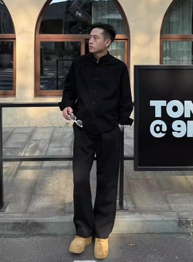 CNIE凡越【短款衬衫】显高休闲长袖衬衫美式老钱风男