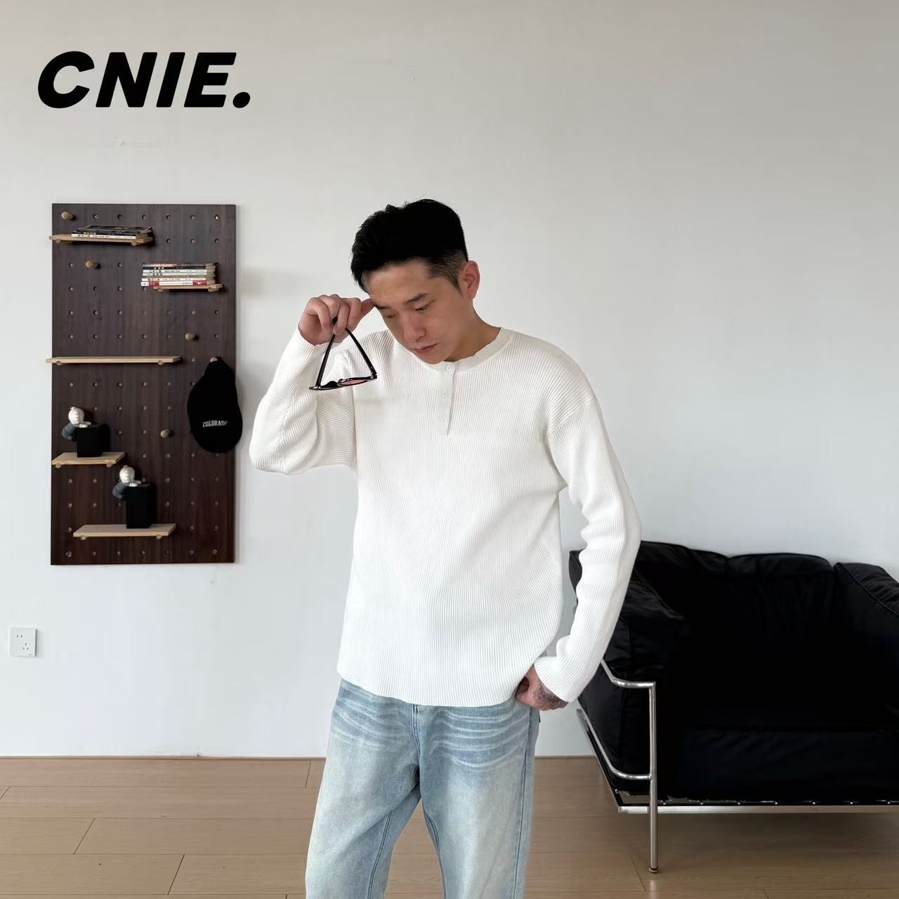 CNIE凡越短款毛衣老钱风针织衫