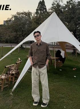 CNIE凡越【短款衬衫】小个子显高复古纯色长袖衬衫男