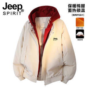 JEEP羽绒棉服女2025新款冬季假两件加厚保暖小个子超好看棉衣外套