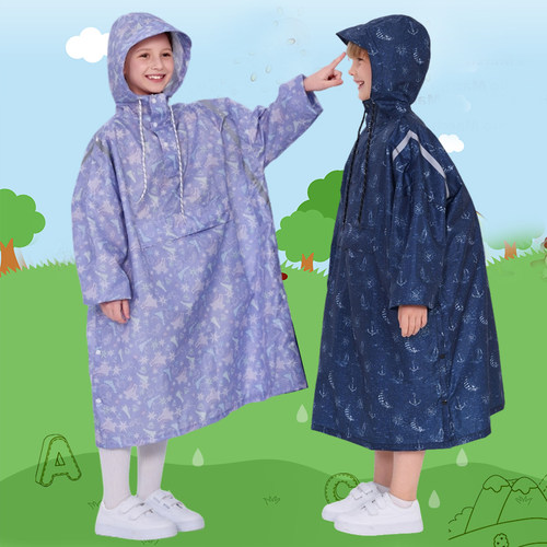 儿童雨衣男孩女孩中小学生上学专用揹包春秋出游轻便防水速干雨披