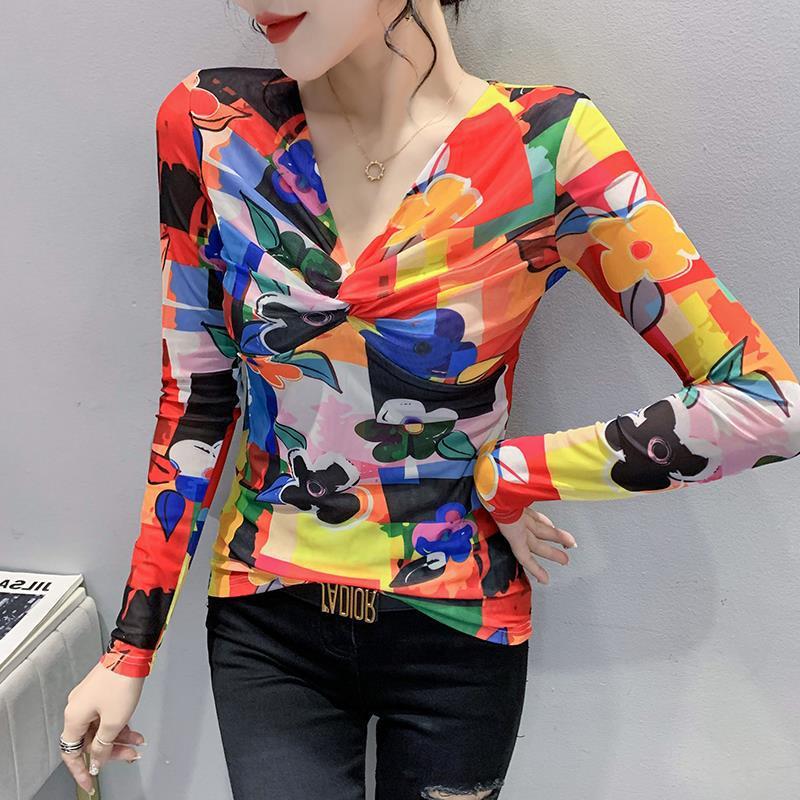 长袖休闲风网纱年春秋季领修身