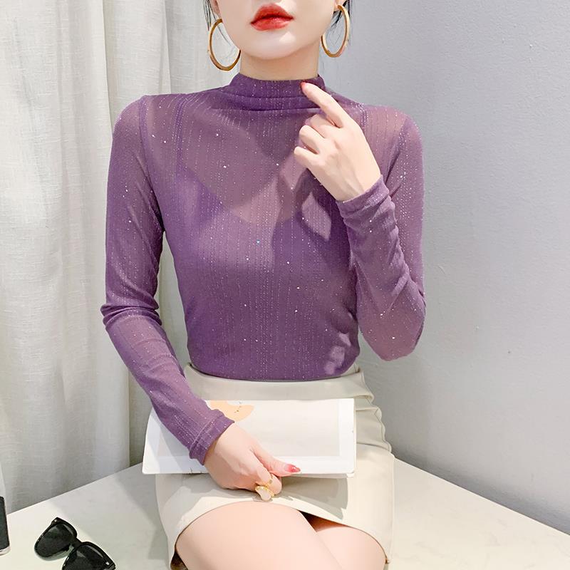 长袖休闲风网纱欧货秋季修身显