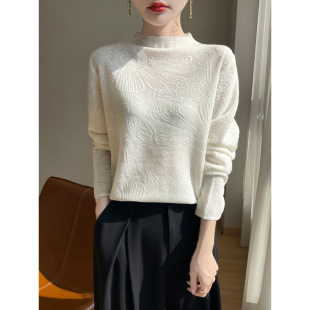 长袖 女半高秋冬服饰圆领套头毛衣显瘦上衣打底宽松针织衫 简约女装