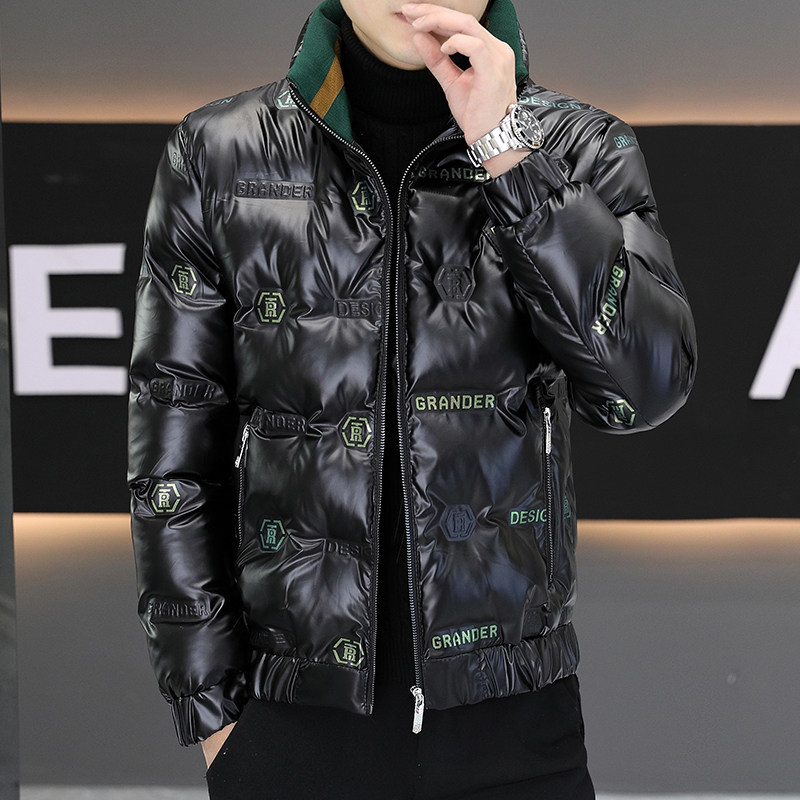 棉衣外套男士冬季韩版新款立领羽绒棉服修身亮面网红保暖棉衣百搭