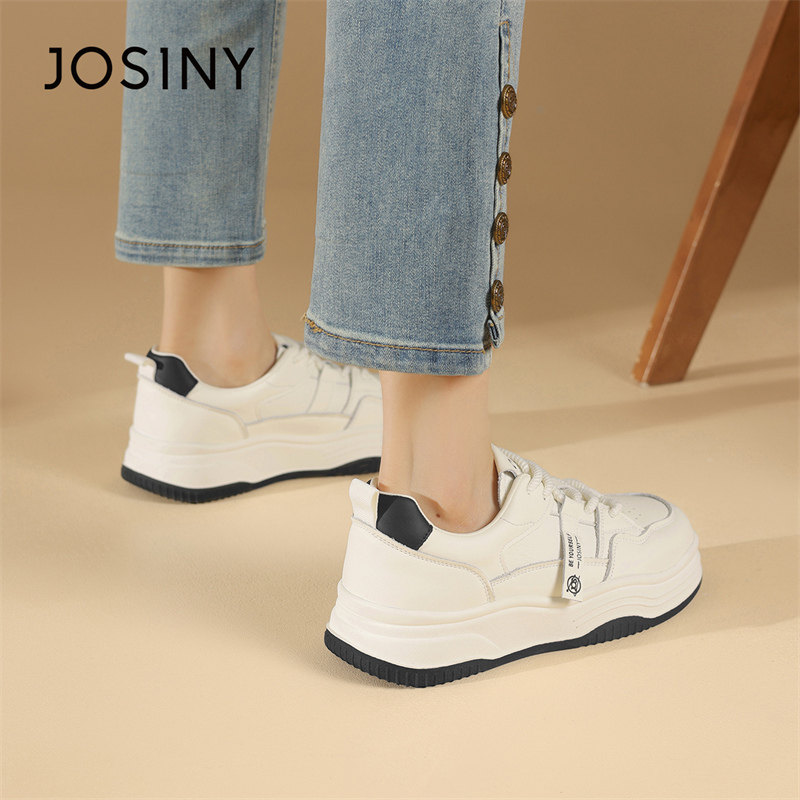 josiny/卓诗尼板鞋2024新款春季轻便百搭软底舒适增高防滑休闲鞋