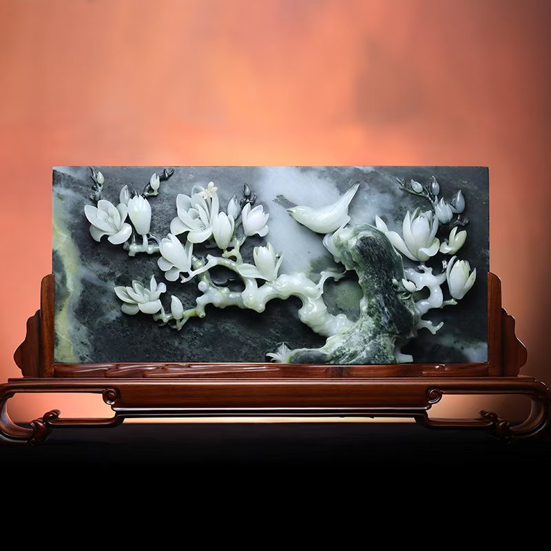 玉神工艺中国玉雕大师精品独山玉摆件玉雕作品《玉华兰香》