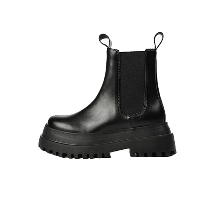 LEATHER ZR ZAUE CHELSEA BOOTS 2023 AUTUMN AND WINTER NEW THICK-SOLED MARTIN BOOTS WOMENS SHORT BOOTS BRITISH STYLE SINGLE BOOTS