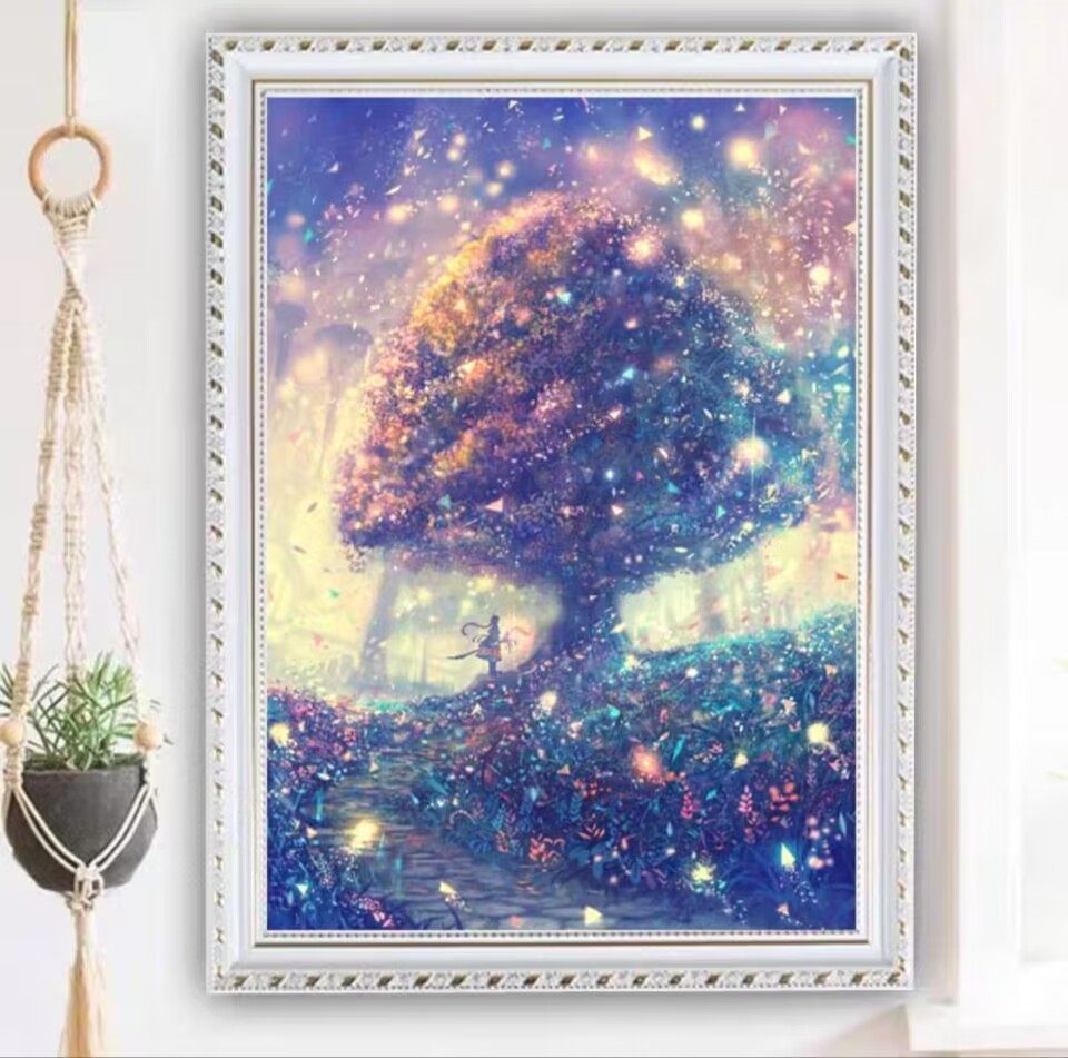 樱花树2025年新款风景钻石画满钻学生手工diy贴砖带框客厅装饰画,居家布艺,钻石绣,淘宝优惠券,粉丝福利购,淘宝优惠卷