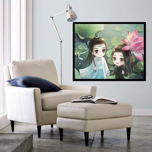 卡通Q版陈情令十字绣2025新款5d满钻手工diy贴钻带相框小幅装饰画