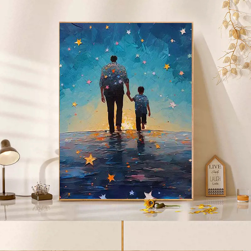 父亲和小孩钻石画2025新款5d满钻手工diy贴钻带相框小幅十字绣,居家布艺,钻石绣,淘宝优惠券,粉丝福利购,淘宝优惠卷