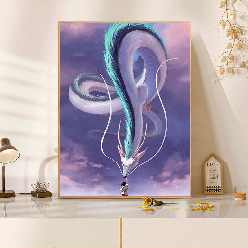 卡通白龙小女孩十字绣2025新款5d满钻手工钻石贴画带框卧室装饰画,居家布艺,钻石绣,淘宝优惠券,粉丝福利购,淘宝优惠卷