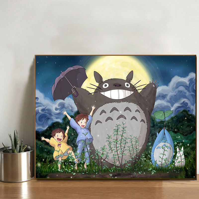 日本卡通动漫宫崎骏龙猫钻石画客厅卧室学生小幅5d贴钻带相框满钻