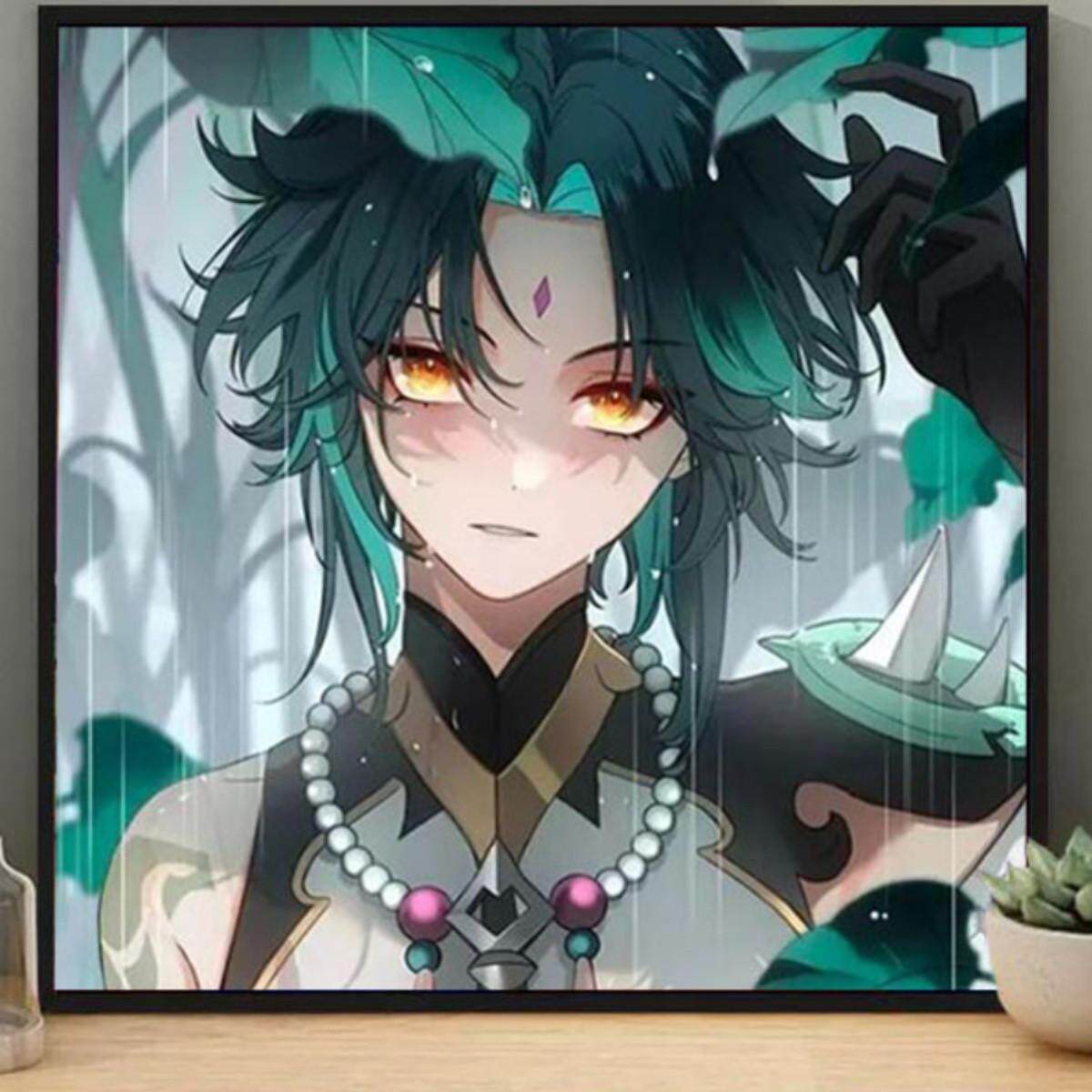 2024新款动漫钻石画原神魈客厅卧室5d满钻带框手工diy粘贴钻小幅