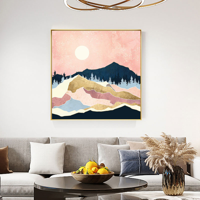 北欧钻石画2021新款日出风景5d点贴钻粘贴画小幅客厅卧室餐厅满钻