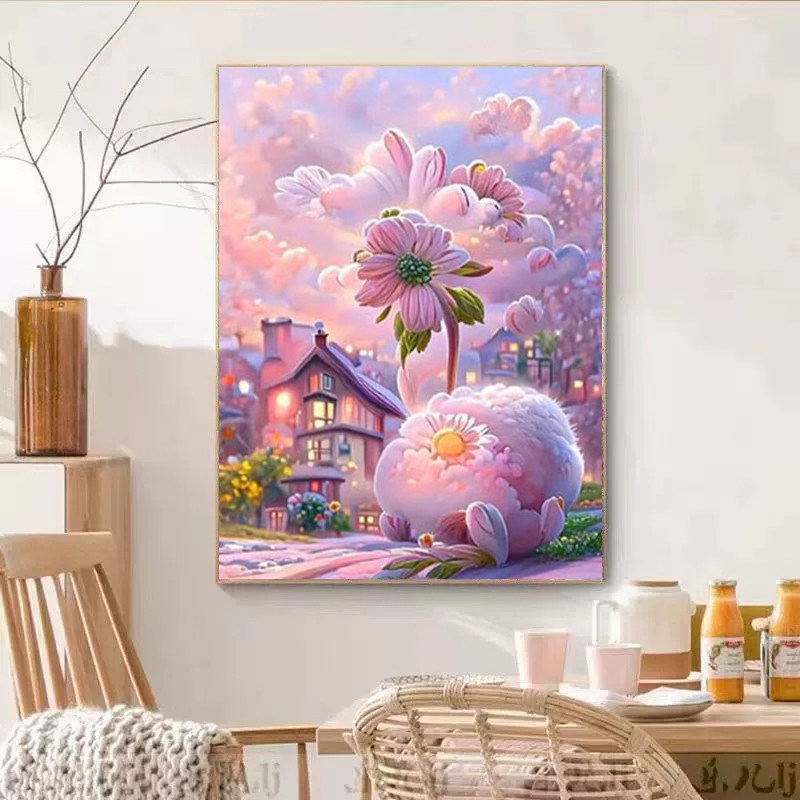 唯美治愈雏菊钻石贴画2025新款5d满钻手工diy贴砖带框客厅装饰画,居家布艺,钻石绣,淘宝优惠券,粉丝福利购,淘宝优惠卷
