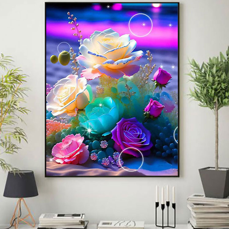 好看极光玫瑰花2025新款钻石画