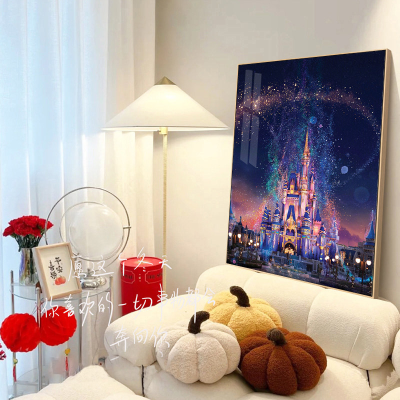 卡通迪士尼城堡十字绣2025新款满钻手工diy钻石贴带框客厅装饰画,居家布艺,钻石绣,淘宝优惠券,粉丝福利购,淘宝优惠卷