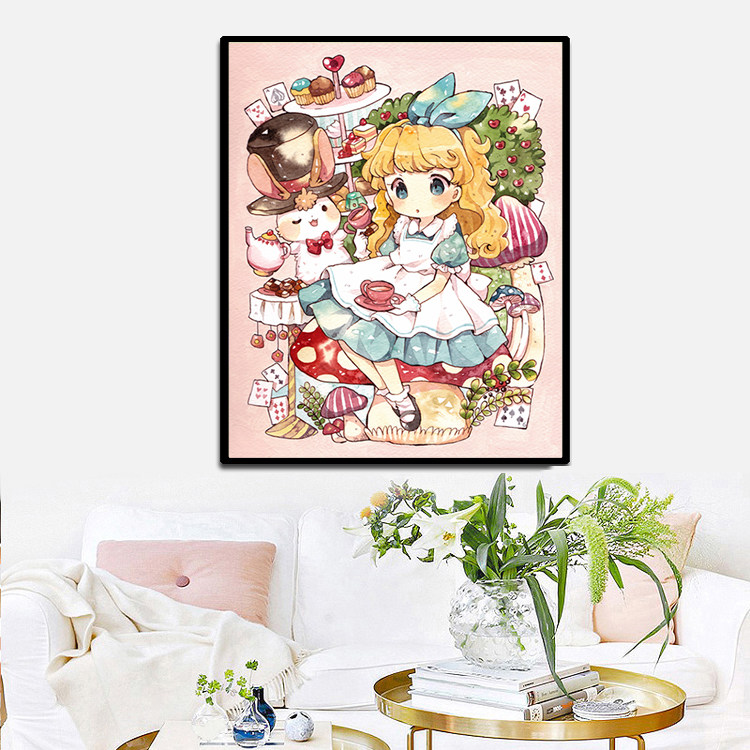 卡通可爱小女孩十字绣2025新款5d满钻手工钻石贴画带框卧室装饰画,居家布艺,钻石绣,淘宝优惠券,粉丝福利购,淘宝优惠卷