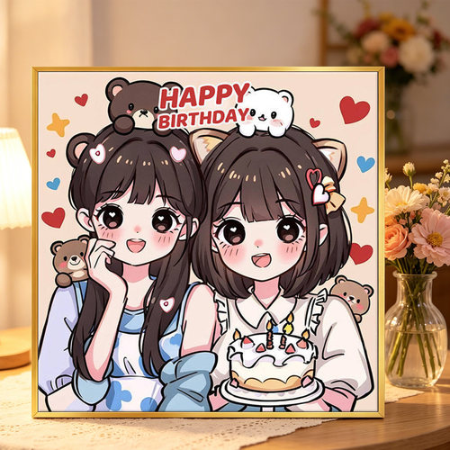 软萌Q版闺蜜生日2026新款钻石画