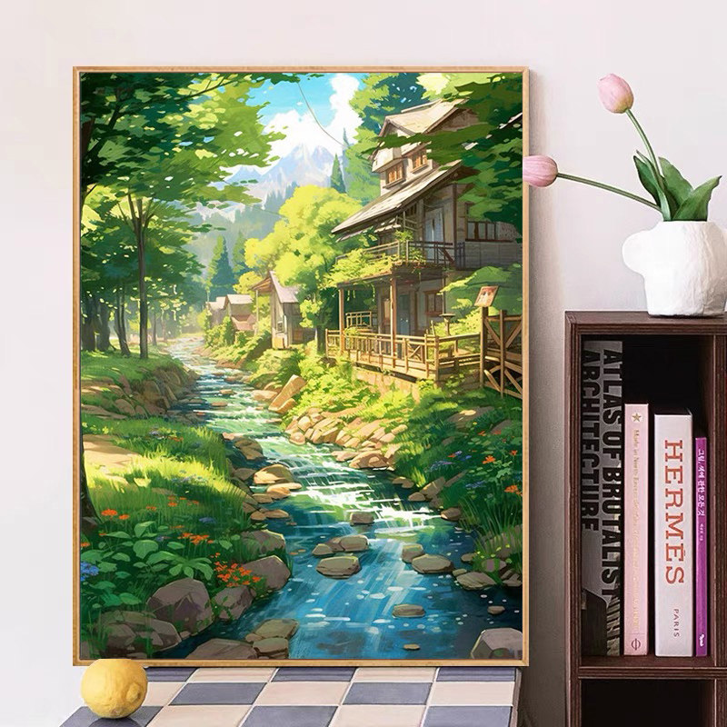 宫崎骏森林村庄2025新款满钻十字绣客厅风景手工diy粘贴5d,居家布艺,钻石绣,淘宝优惠券,粉丝福利购,淘宝优惠卷