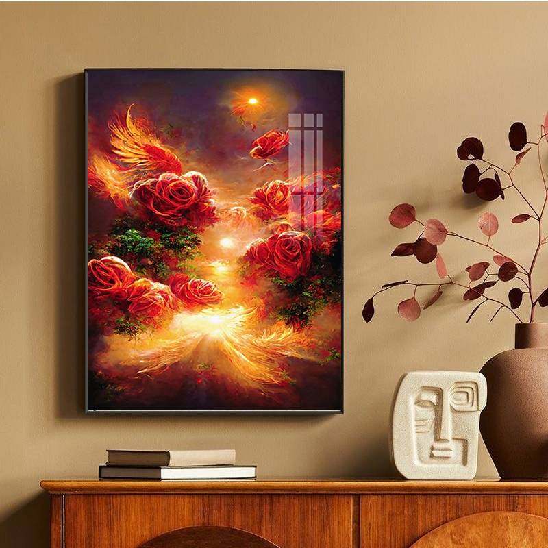 烈焰玫瑰花植物钻石画2025新款5d满钻手工diy贴钻带框客厅钻石画,居家布艺,钻石绣,淘宝优惠券,粉丝福利购,淘宝优惠卷