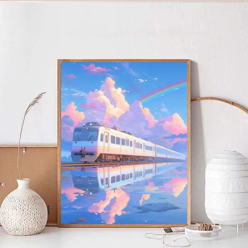 卡通海上列车十字绣2025新款5d满钻手工diy粘贴钻带相框装饰画,居家布艺,钻石绣,淘宝优惠券,粉丝福利购,淘宝优惠卷