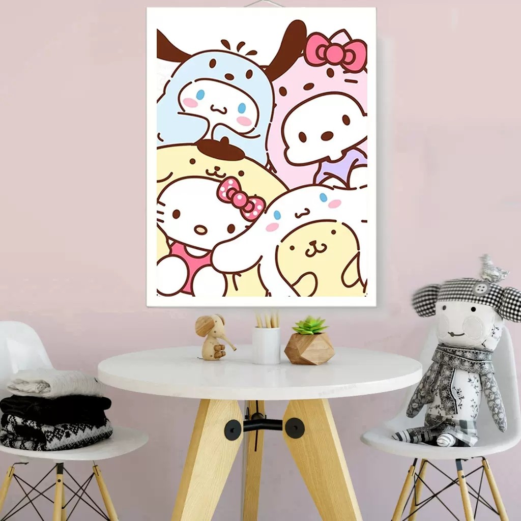 卡通三丽鸥钻石画2025新款5d满钻手工diy点贴钻带框儿童房装饰画,居家布艺,钻石绣,淘宝优惠券,粉丝福利购,淘宝优惠卷