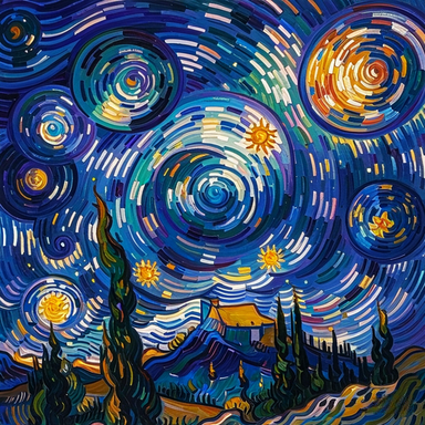 梵高星空十字绣2025新款5d满钻手工钻石贴带相框客厅装饰画