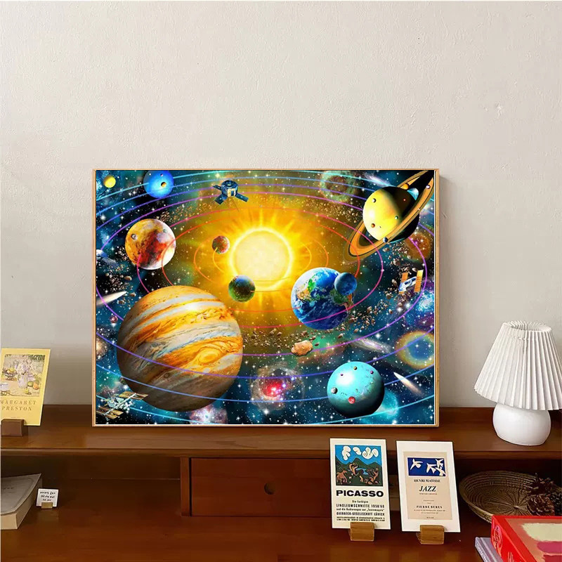 围着太阳转的星球十字绣2025新款5d满钻手工点贴画带框卧室装饰画,居家布艺,钻石绣,淘宝优惠券,粉丝福利购,淘宝优惠卷