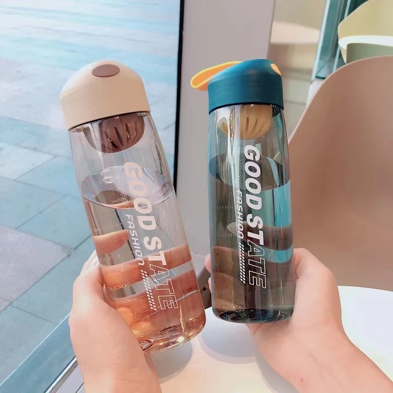 简约潮流户外运动随手杯便携大容量带茶漏塑料杯学生创意个性水杯