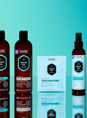 现货Hask摩洛哥坚果油洗发水角蛋白柔顺防毛躁顺滑补水修复洗护