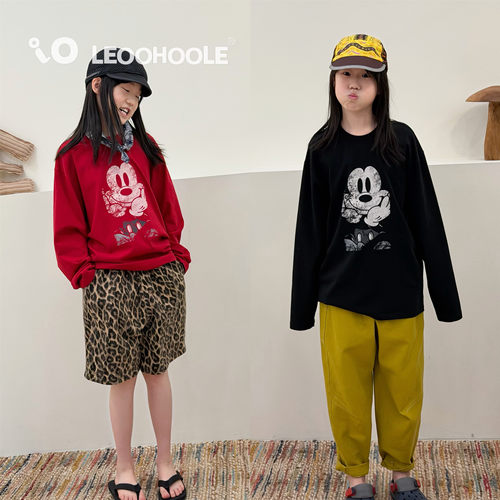 LEOOHOOLE | 哦哦乐 夏日索罗娜凉感抑菌防晒水洗旧感米奇长袖T恤