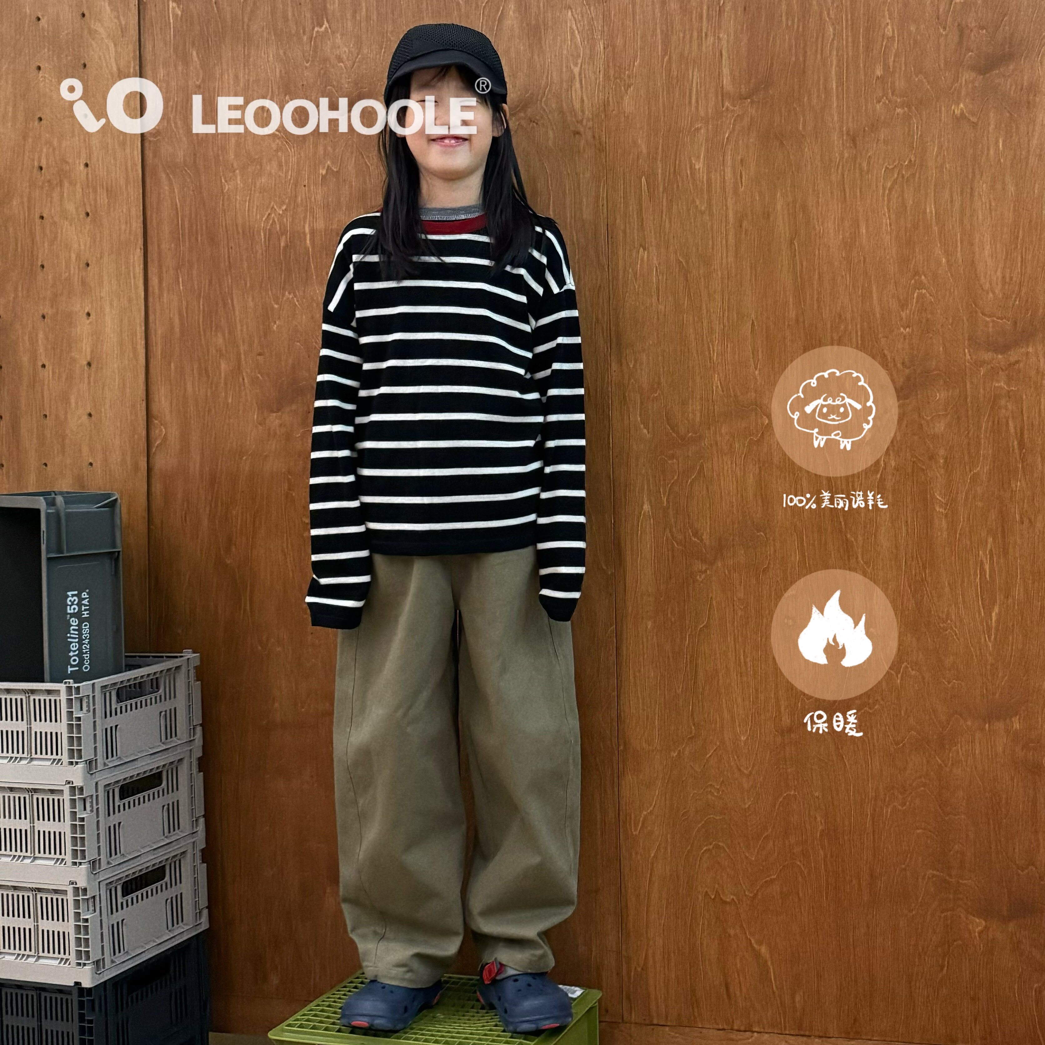 LEOOHOOLE | 哦哦乐 澳洲100%超细48支美利奴羊毛条纹上衣针织衫图片