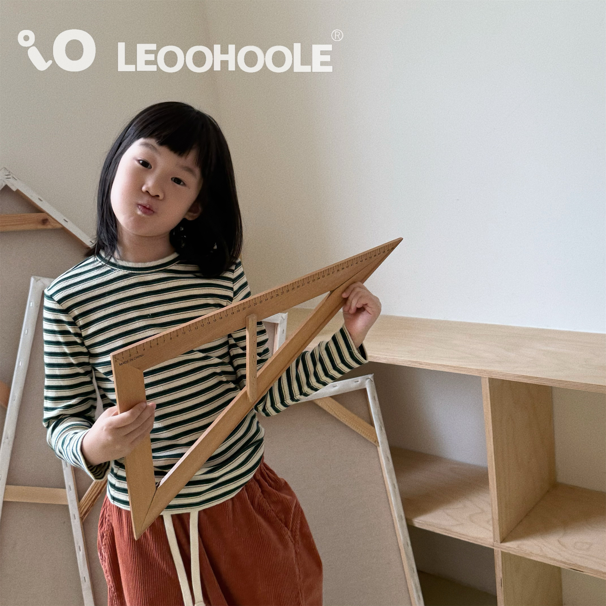 LEOOHOOLE | 哦哦乐 细坑条针织条纹长袖T恤