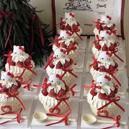 卡通立体可爱凯蒂猫蛋糕装饰摆件巧克力HelloKitty草莓碗配件装扮