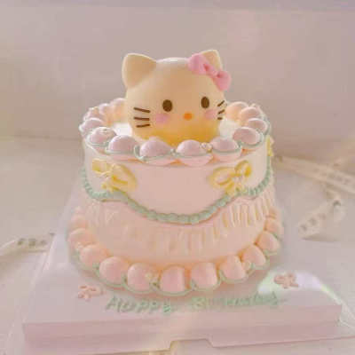 凯蒂猫巧克力蛋糕装饰摆件网红卡通KT小猫动物造型生日插件配件